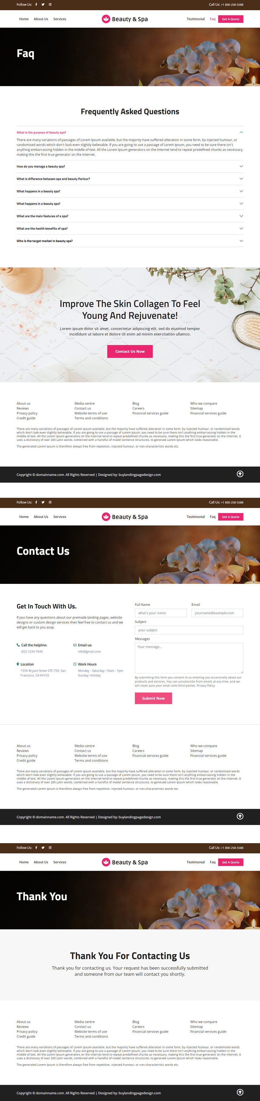 beauty and spa services responsive website design