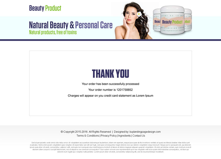 responsive beauty product bank page design