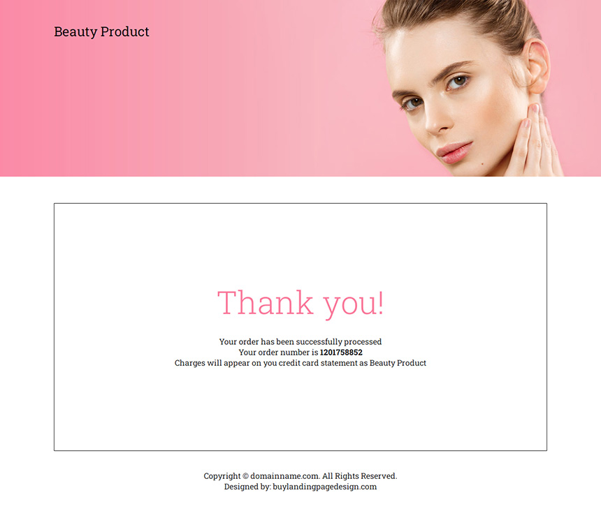 natural beauty products selling responsive landing page design