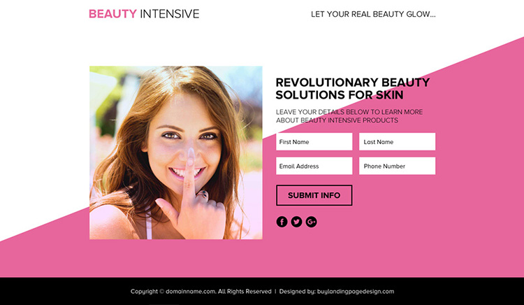 beauty solutions lead funnel responsive landing page design