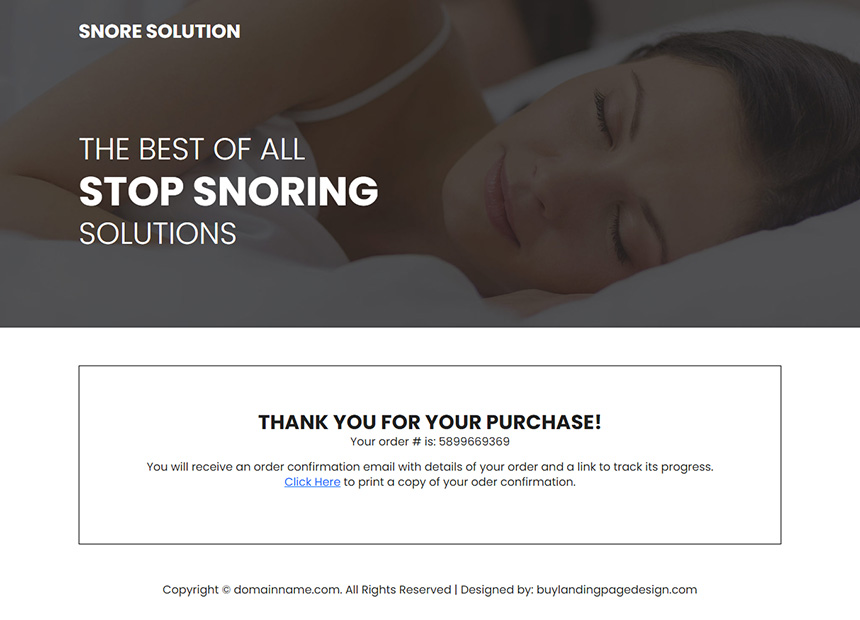 best anti snoring device call to action landing page design