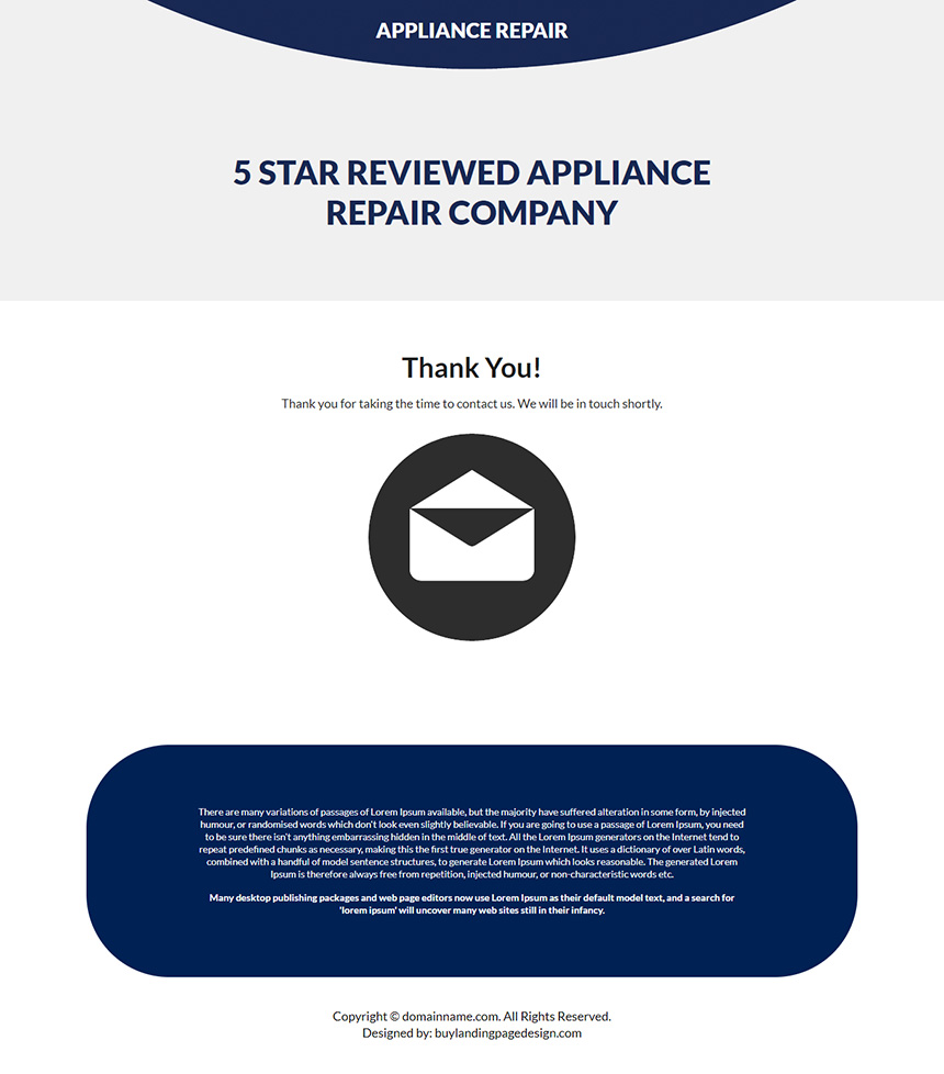 best appliance repair services landing page