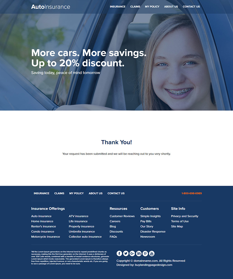 auto insurance zip capturing responsive website design