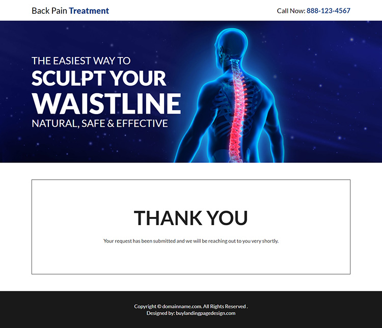 back pain treatment lead generating responsive landing page