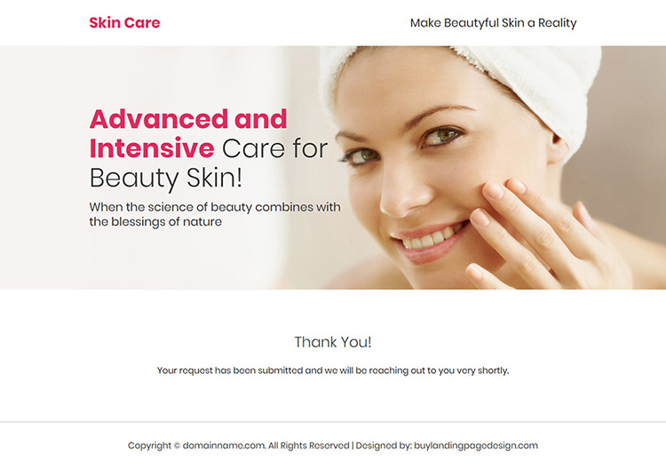 advanced skin care treatment responsive landing page design