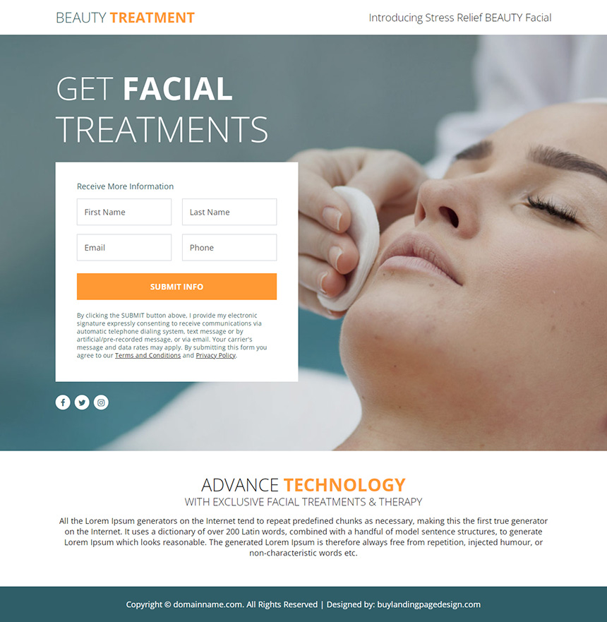 beauty treatment responsive lead funnel design