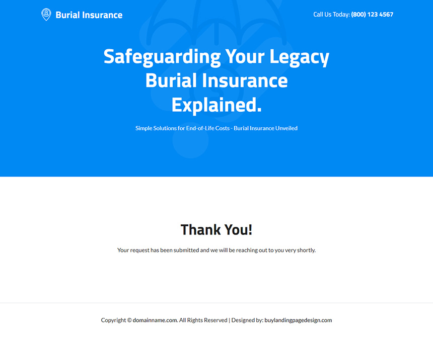 burial insurance services responsive landing page