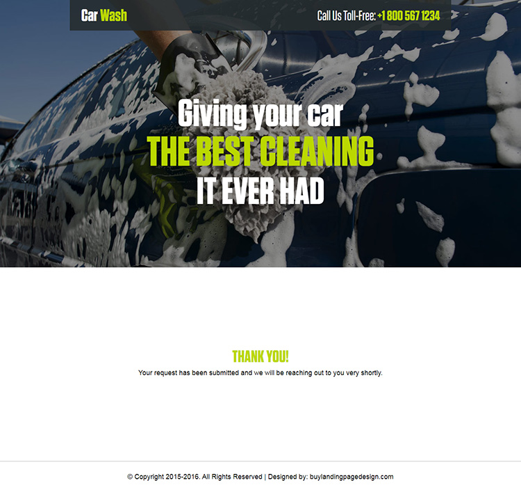 best car washing service lead maximizing responsive landing page design