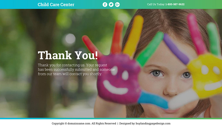 best child care center lead funnel responsive landing page