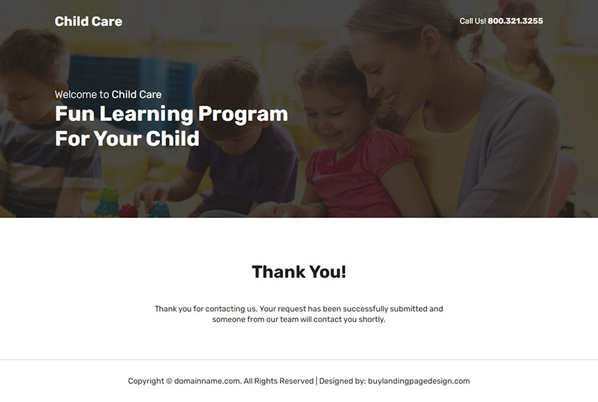 child care fun learning program responsive landing page