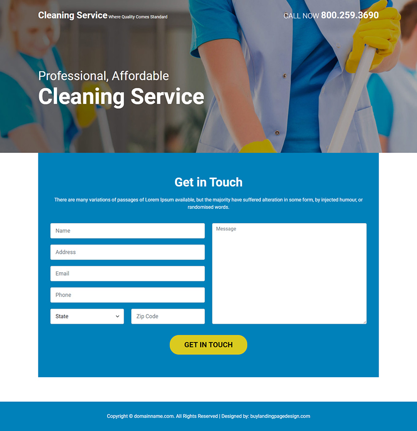 affordable cleaning service lead capture landing page