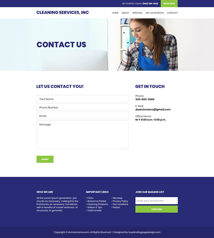 cleaning service company responsive website design