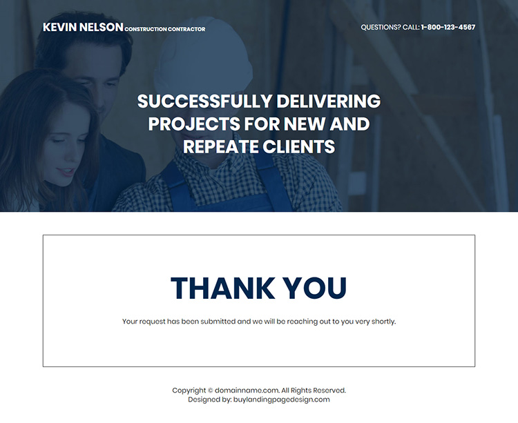 construction contractor lead capture responsive landing page