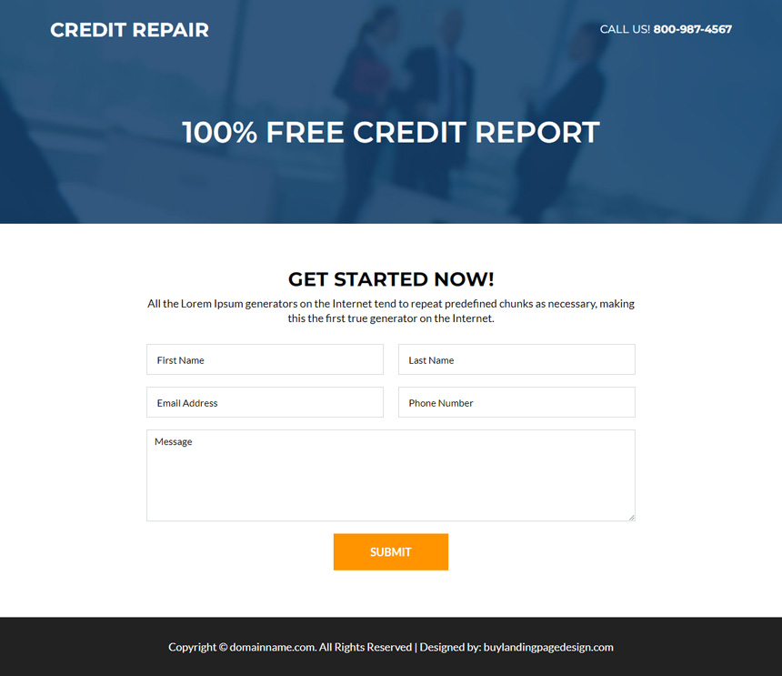 credit repair service video landing page