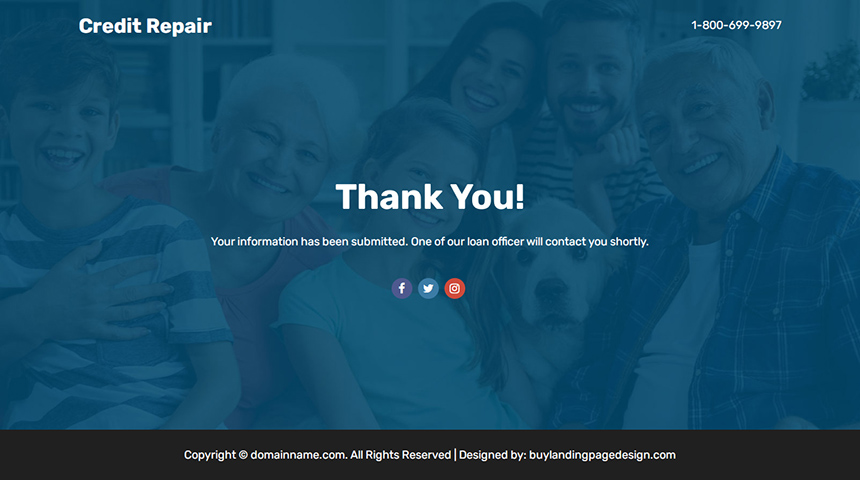 credit repair service lead funnel responsive landing page