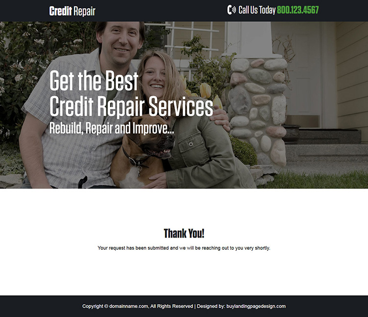 responsive credit repair service landing page design
