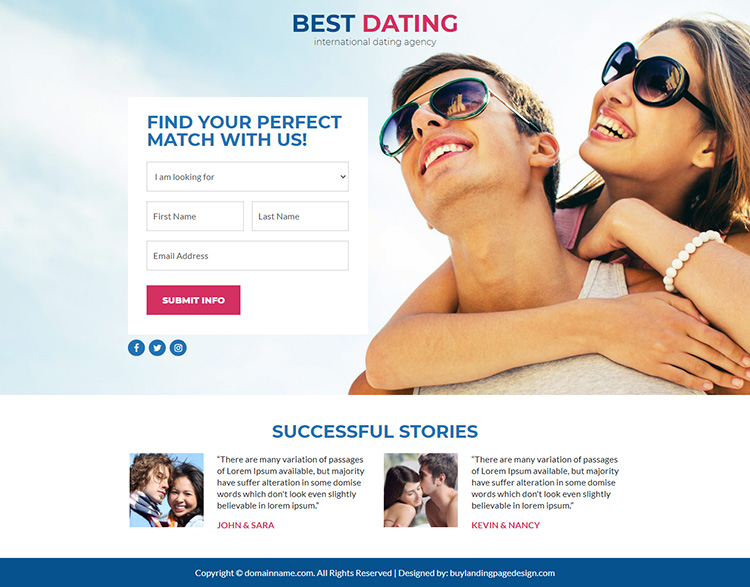 best dating agency lead funnel responsive landing page design