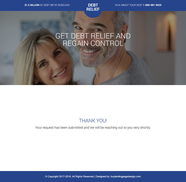 best debt relief responsive landing page design