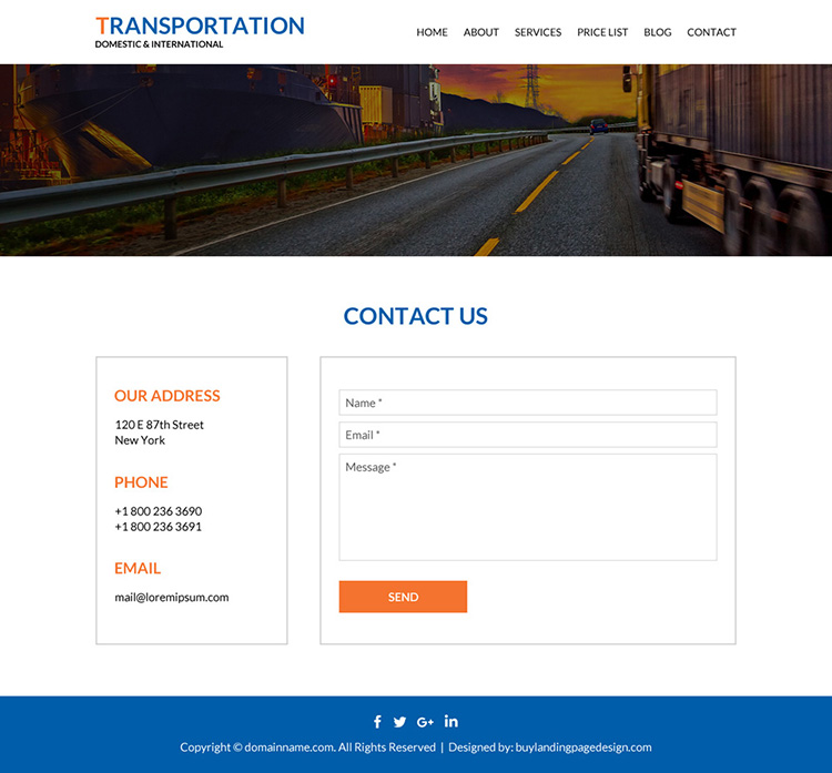 best transportation service responsive website design