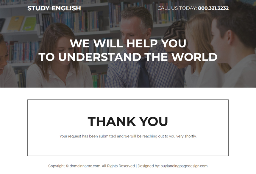 english learning responsive landing page design