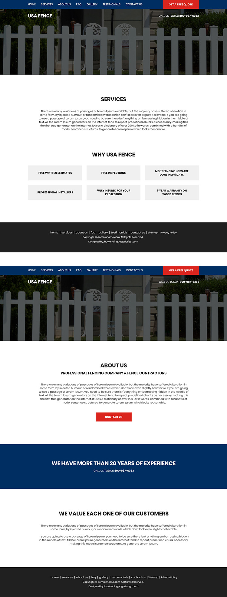 best fencing services bootstrap website design