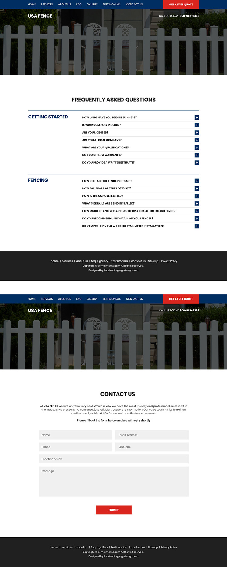 best fencing services bootstrap website design