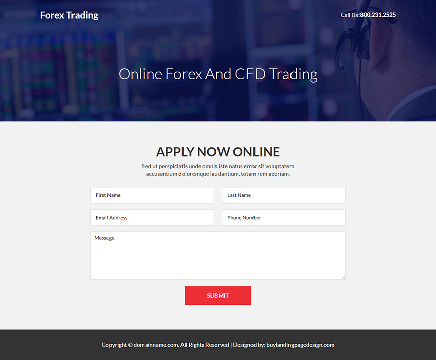 forex trading brokers responsive landing page design