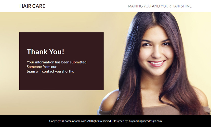 hair care lead funnel responsive landing page