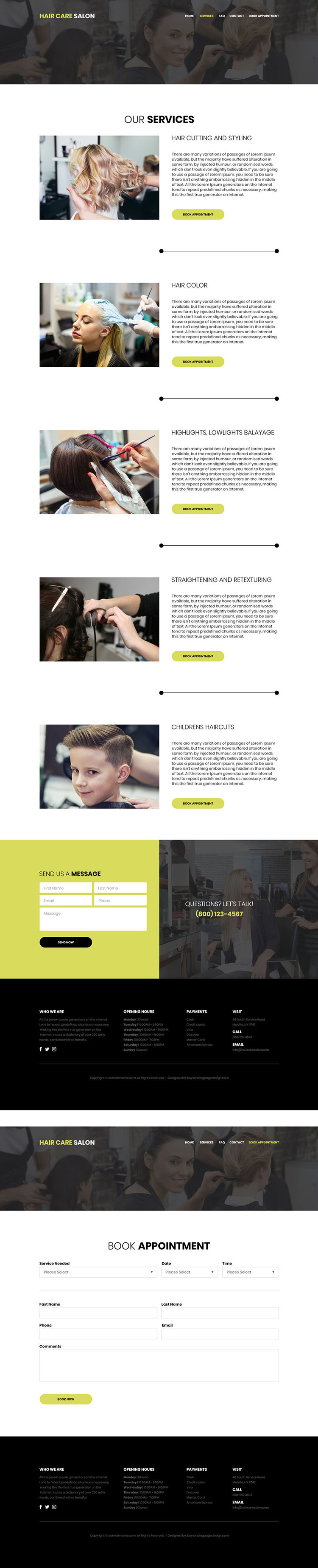 best hair care salon responsive website design