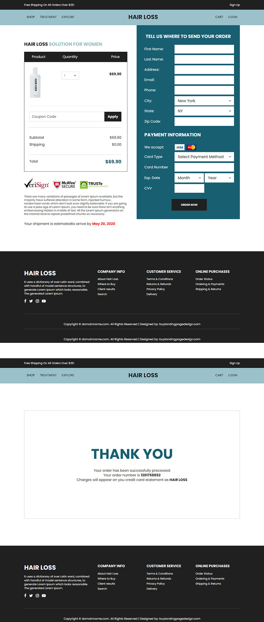 best hair loss product selling responsive website design