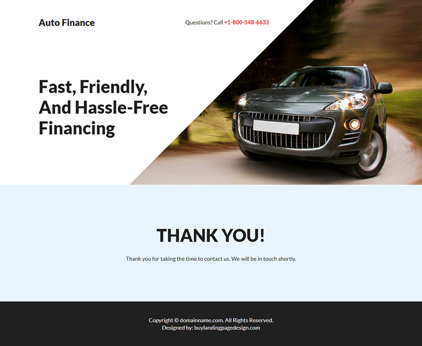 modern auto finance service responsive landing page