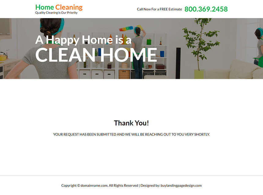superior home cleaning service responsive landing page design