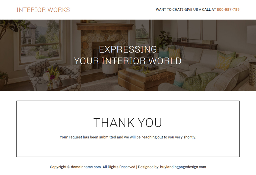 interior design consultation service responsive landing page