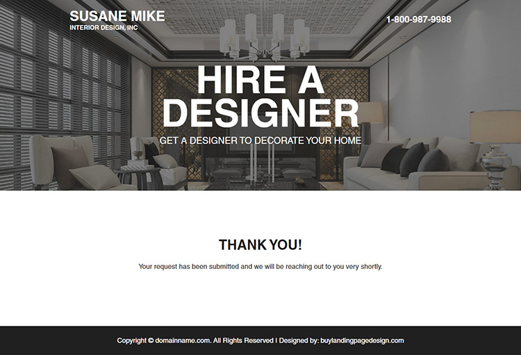 hire best interior designer for your house minimal landing page