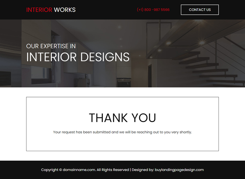 interior designers and house decorators lead capture landing page