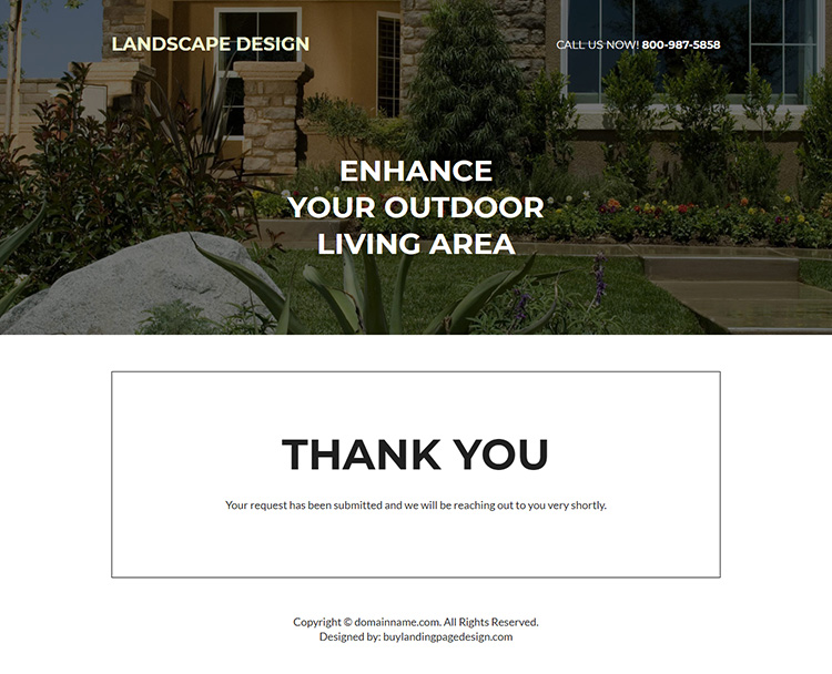 garden landscaping services lead capture landing page