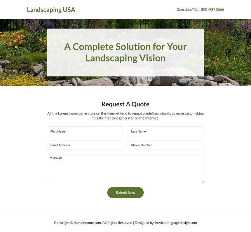 landscape architects and contractors responsive landing page