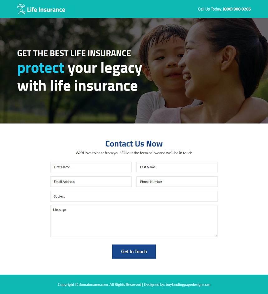 best life insurance company lead capture landing page