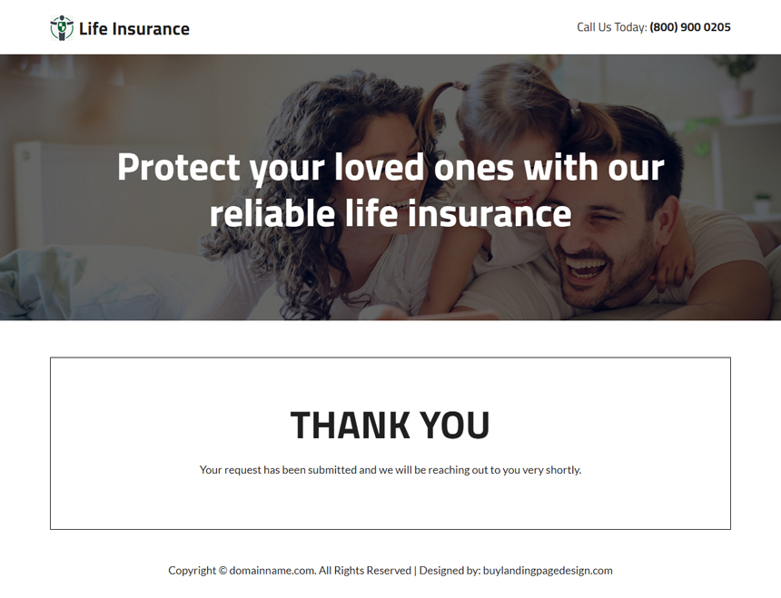 professional life insurance company responsive landing page
