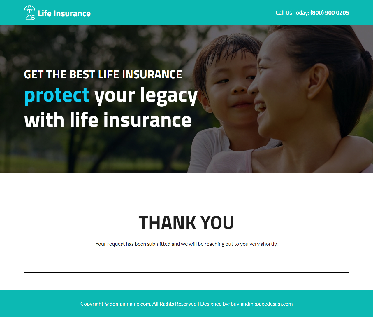 best life insurance company lead capture landing page
