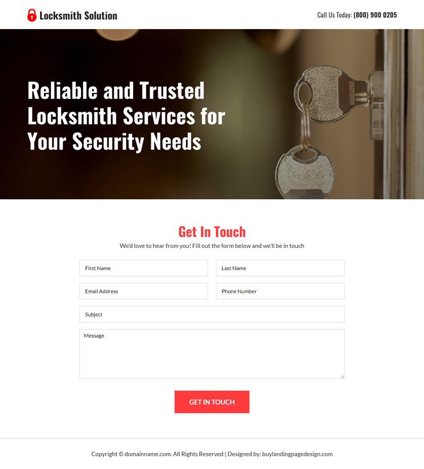 trusted locksmith solutions responsive landing page