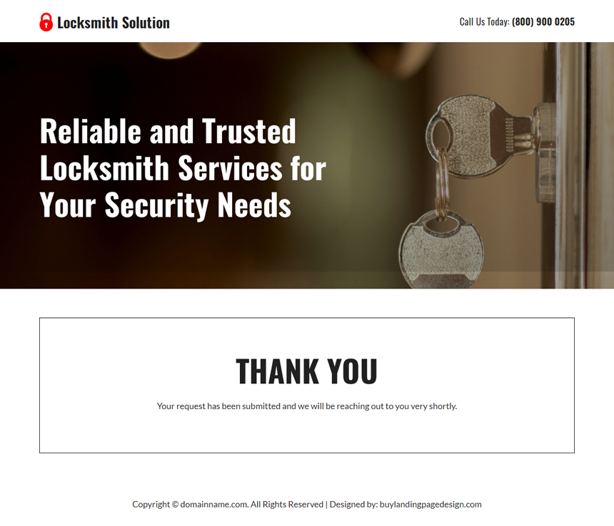 trusted locksmith solutions responsive landing page