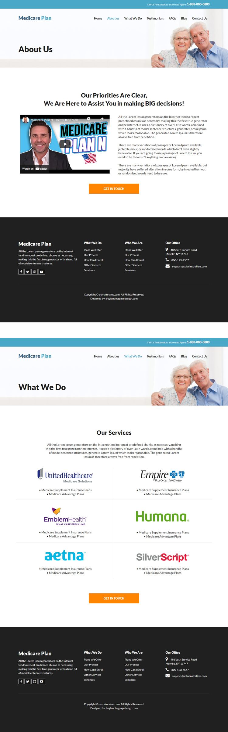 medicare supplement insurance plan responsive website design