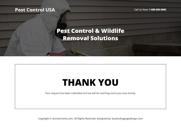 pest control solution responsive landing page design