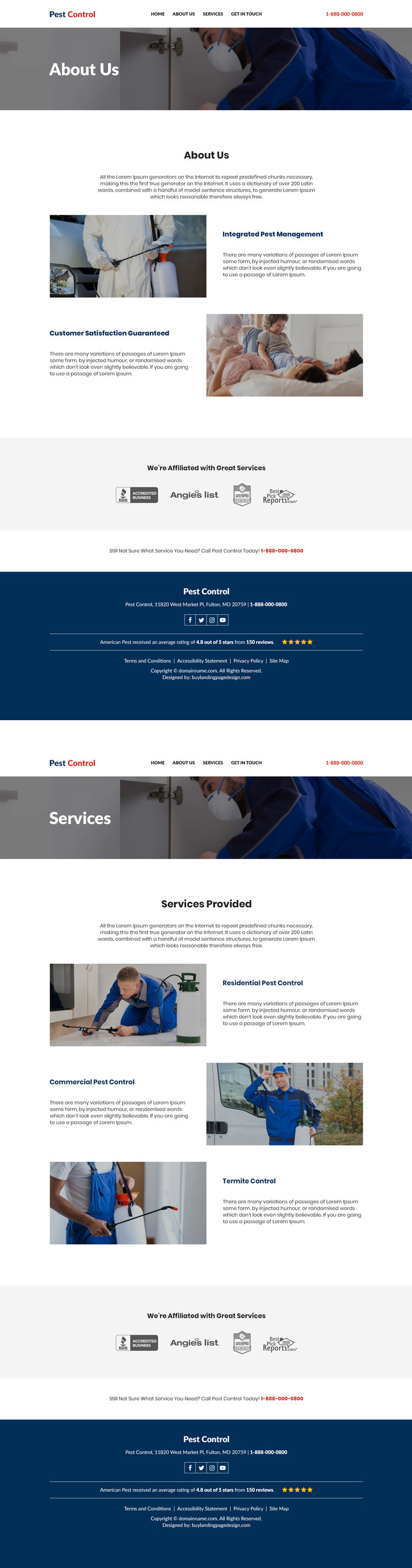 reliable pest control service responsive website design