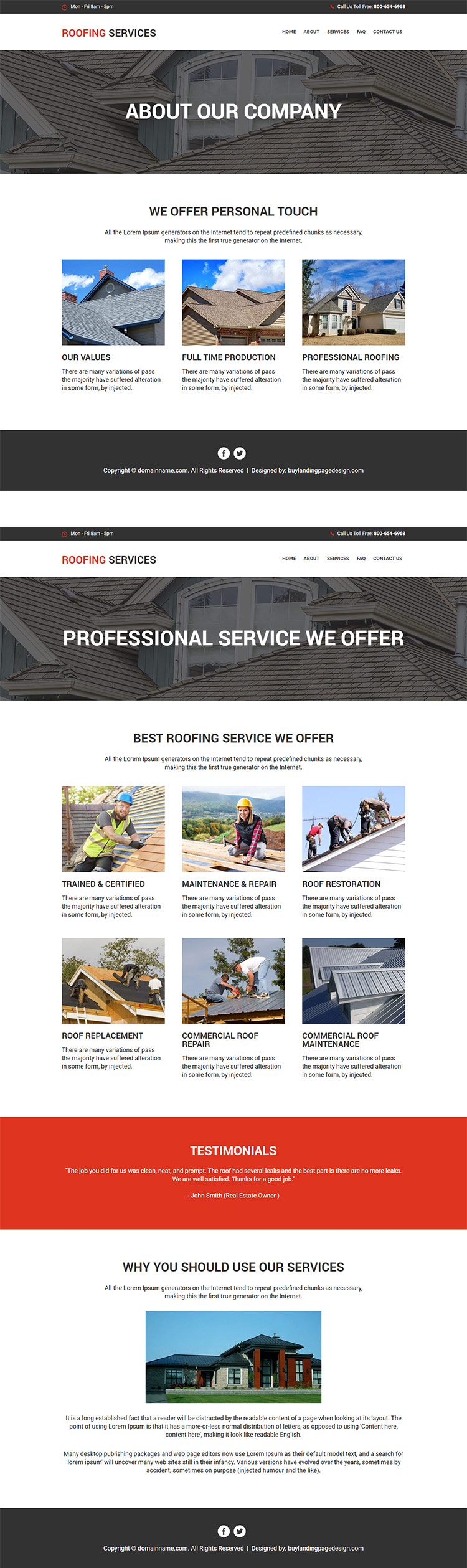 best roofing services responsive website design