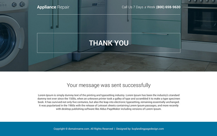commercial and residential appliance repair bootstrap landing page
