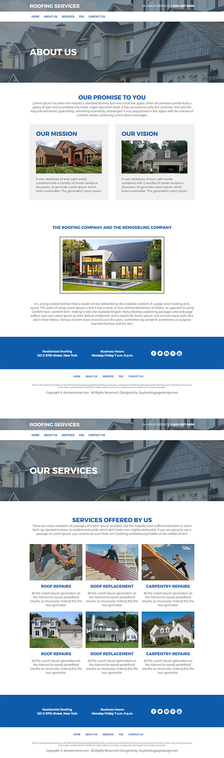 roof repair and replacement services responsive website design