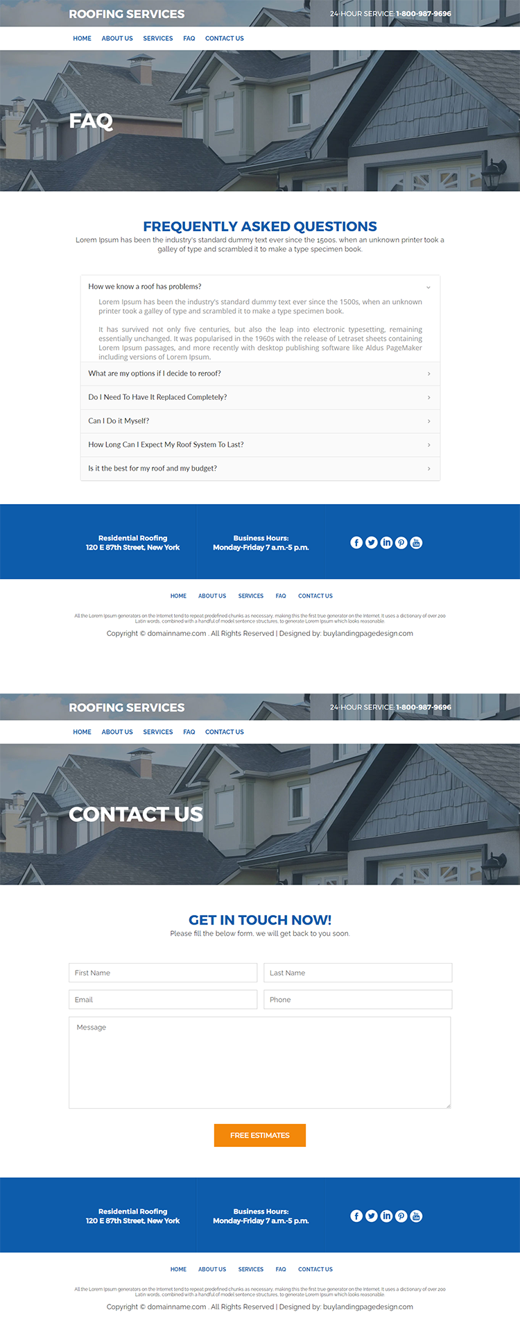 roof repair and replacement services responsive website design