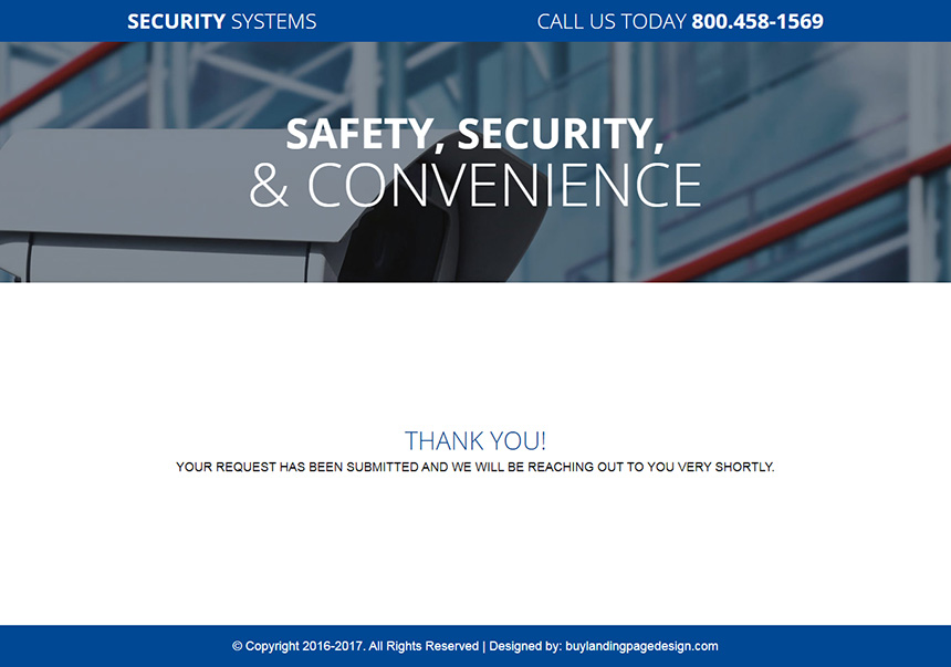 responsive best security system selling landing page design
